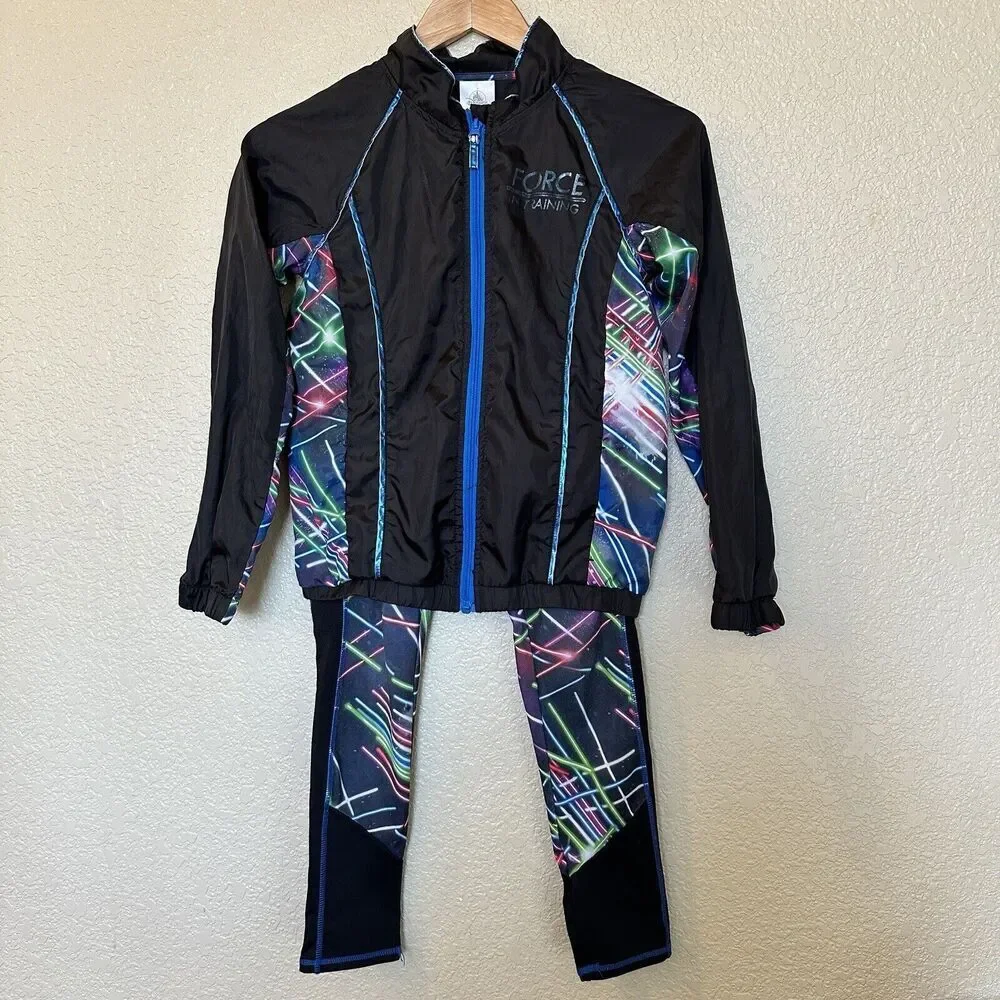 Girls Disney Jedi Force In Training Two‎ Piece Outfit Jacket Leggings 9/10 Saber